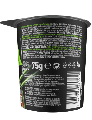 MAGGI Saucy Noodles, instant rezanci z okusom omake teriyaki, lonček, 75 g_BOP