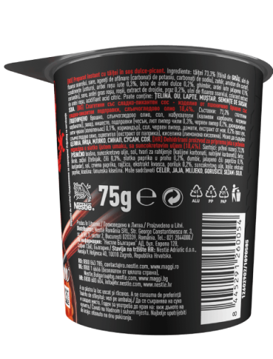 MAGGI Saucy Noodles, instant rezanci v sladko-pekoči omaki, lonček, 75 g_BOP