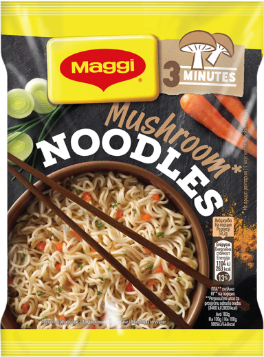 MAGGI Noodles, instant rezanci z okusom gob, vrečka 59,2 g_FOP